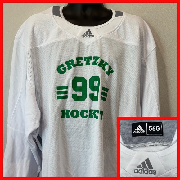 NHL Adidas Wayne Gretzky Hockey School White/Green Goalie Jersey